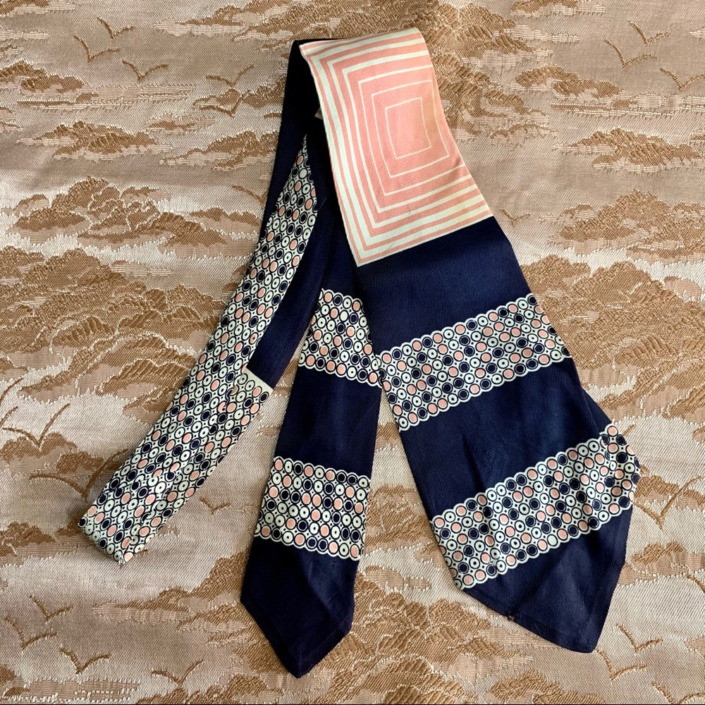 40s Pink & Navy Art Deco Rayon Tie